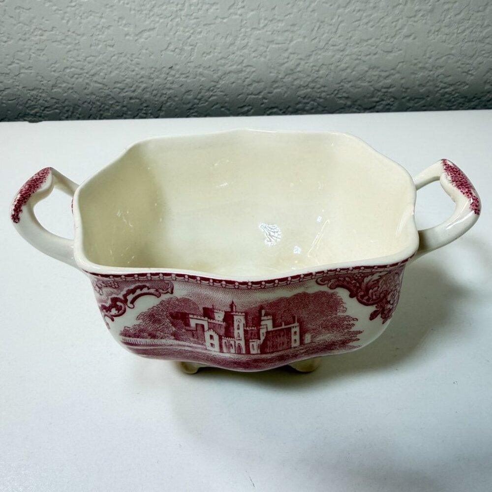 🏰 VTG Johnson Brothers "Old Britain Castles" Open Sugar Bowl Pink/Red *READ* 🏰 - Picture 5 of 16